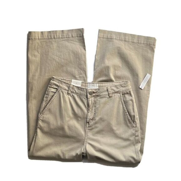 NEW CASLON Nordstrom Wide Leg High Waist Crop Chino Pant Trouser Size 28 Tan - Picture 8 of 10